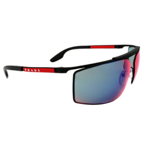 Picture of PRADA LINEA ROSSA Dark Grey Mirror Blue / Red Rectangular Men's Sunglasses