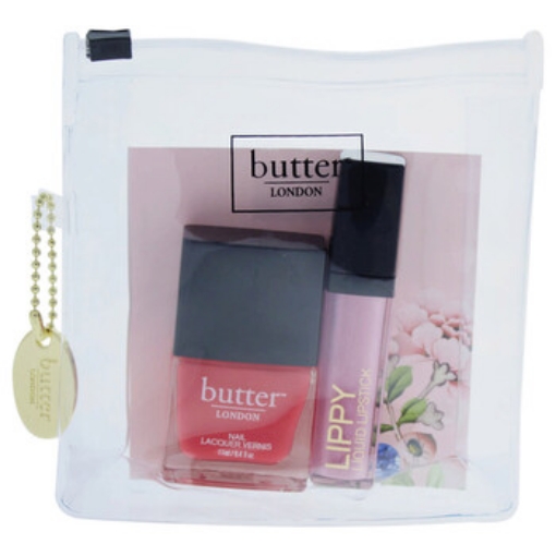 Picture of BUTTER LONDON Pink Pops Lip & Tips Collection by for Women - 2 Pc Kit 0.2oz Lippy Liquid Lipstick - Tickled Pink, 0.4oz Nail Lacquer - Macbeth