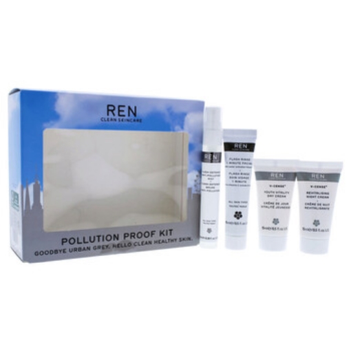 Picture of REN Pollution Proof Kit by REN for Unisex - 4 Pc Kit 0.5oz Flash Rinse 1 Minute Facial, 0.5oz V-Cense Youth Vitality Day Cream,0.5oz V-Cense Revitalising