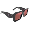 Picture of PRADA Red Mirrored Silver Internal Square Ladies Sunglasses