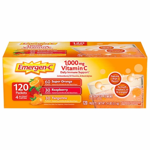 Picture of Bột hòa tan vitamin C tổng hợp Emergen-C Vitamin C 1000mg 120 gói (3 vị: Orange, Raspberry, Tangerine)