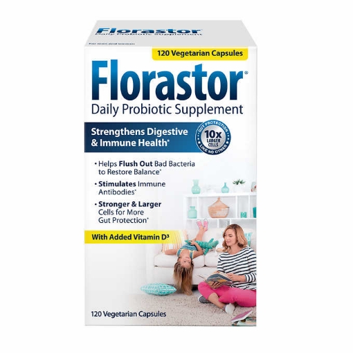 Picture of Viên nang thực vất bổ sung men vi sinh & vitamin D3 Florastor Daily Probiotic with Vitamin D3, 120 Viên