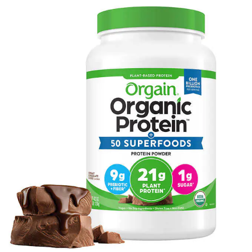 Picture of Bột Protein hữu cơ Orgain Organic Protein and Superfoods Plant Based Protein Powder, Creamy Chocolate Fudge, 2.64 lbs