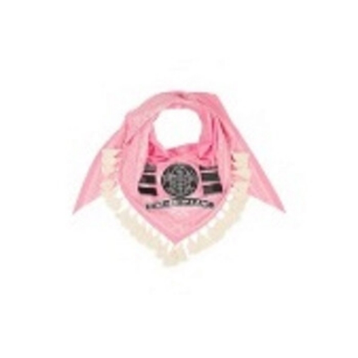 Picture of BURBERRY Candy Pink Badge Applique Tassel Cotton Bandana Scarf