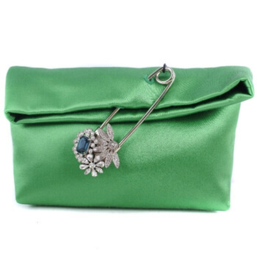 Picture of BURBERRY Vibrant Green Ladies Crystal Embellsihed Pin Clutch