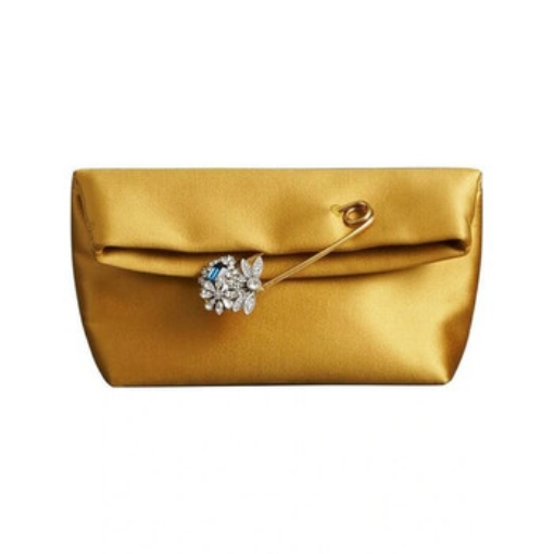 Picture of BURBERRY Umber Yellow Satin The Small Pin Clutch
