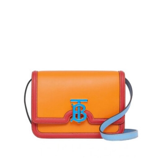 Picture of BURBERRY Ladies Deep Orange Colorblock Leather Small TB Monogram Shoulder Bag