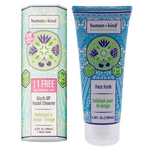 Picture of HUMAN+KIND Wash-Off Facial Cleanser and Face Scrub Kit by for Unisex - 2 Pc Kit 3.38oz Cleanser, 3.3oz Scrub