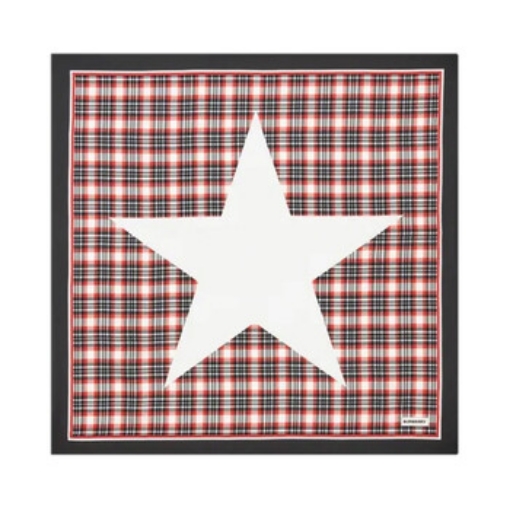 Picture of BURBERRY Bright Red Star Pattern Plaid Printed Silk Scarf