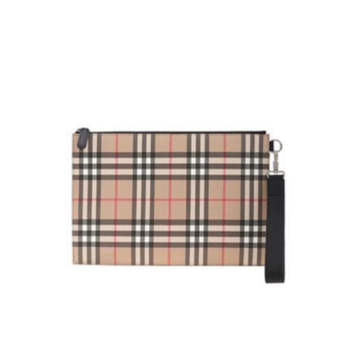 Picture of BURBERRY Archive Beige Vintage Check E-canvas And Leather Zip Pouch