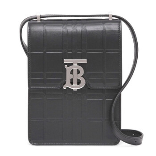 Picture of BURBERRY Black Embossed Check Leather Robin Bag/Crossbody