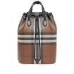 Picture of BURBERRY Check Print Leather Drawcord Backpack In Dark Birch Brown