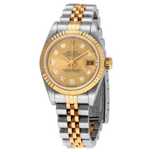 Picture of ROLEX Datejust Automatic Diamond Gold Dial Ladies Watch