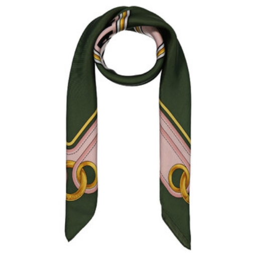 Picture of BURBERRY Sage Green Logo Graphic Silk Square Scarf