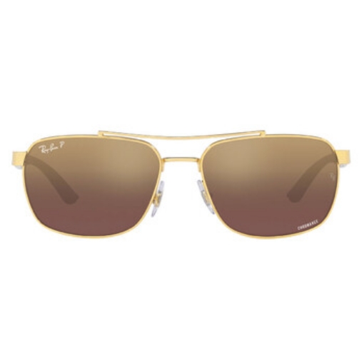 Picture of RAY-BAN Polarized Purple Mirrored Gold Gradient Rectangular Men's Sunglasses