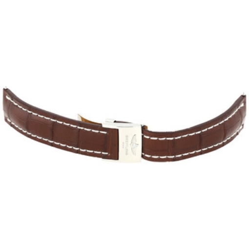 Picture of BREITLING Brown Strap with White Stitching and a Stainless Steel Folding Buckle 22-20mm