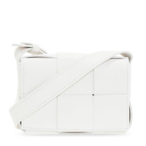 Picture of BOTTEGA VENETA Ladies White Mini Intreccio Leather Candy Cassette Crossbody