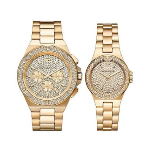 Picture of MICHAEL KORS Lennox His And Hers Quartz Gold Crystal Pave Dial Watch Set