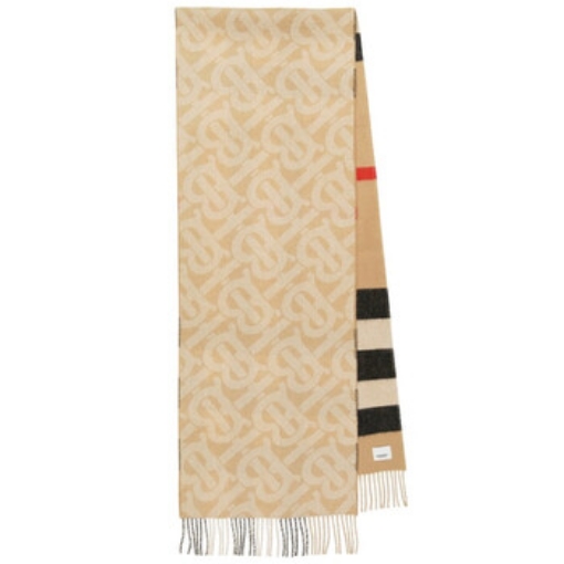 Picture of BURBERRY Archive Beige Reversible Check And Monogram Cashmere Scarf