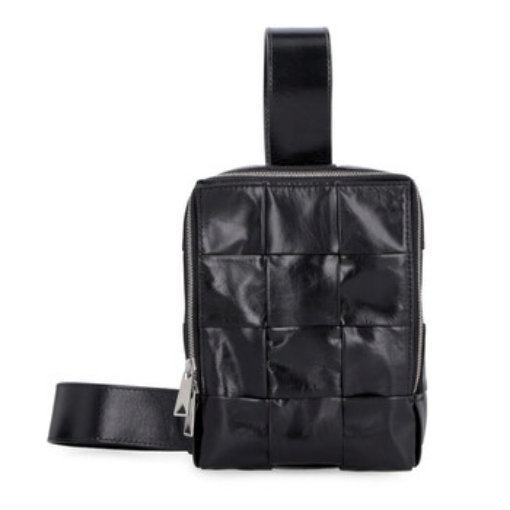 Picture of BOTTEGA VENETA Black Mini Intreccio Leather Cassette Sling Bag