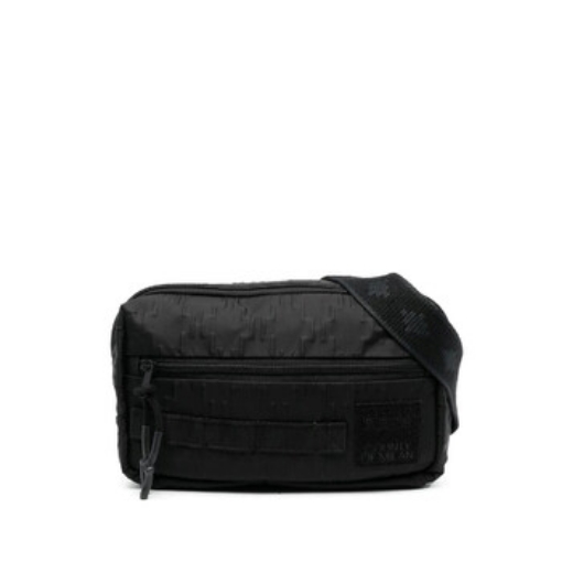 Picture of MARCELO BURLON Black Black All Over Cross Tape Belt Bag