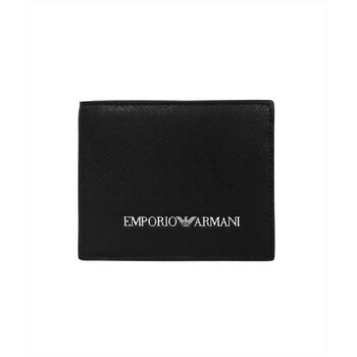 Picture of EMPORIO ARMANI Men's Black Logo-Print Billfold Wallet