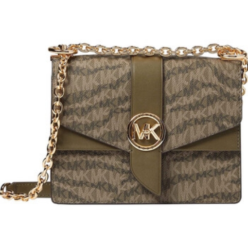Picture of MICHAEL KORS Olive Animal Print Signature Logo Greenwich Small Crossbody Bag
