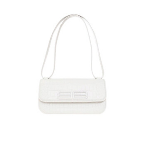 Picture of BALENCIAGA Ladies Croco-Embossed Leather Gossip Small Shoulder Bag - White