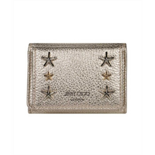 Picture of JIMMY CHOO Ladies Nemo Ligh Gold Mix Leather Star Tri-Fold Wallet