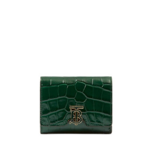 Picture of BURBERRY Embossed Leather Tb Compact Wallet In Dark Viridian Green