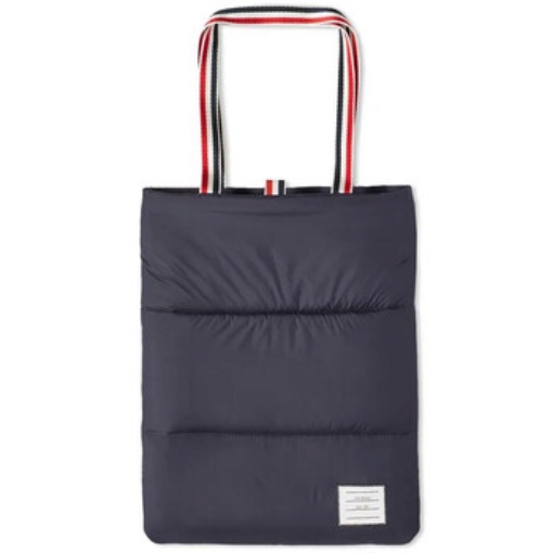 Picture of THOM BROWNE Navy Nylon Padded Puffer Tote Bag